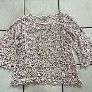Pale Pink Crochet Top Size Medium